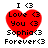 Red heart-shaped icon with black text reading 'I <3 Love <3 You <3 Sophia<3 Forever<3' in pixelated font, displayed on white background.