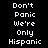 Pixelated text with 'Don't Panic We're Only Hispanic' repeated across three , each showing different of the phrase in white on black background