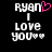 Pixelated text displays 'Ryan' with a pink heart replacing the 'o', followed by 'I love you' with two small hearts below, on a black background.