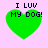 Four identical green heart-shaped icons with pixelated text "I LUV MY DOG!" on a light pink background, arranged in a