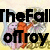 A pixelated image with a yellow background and floral patterns, displaying sequential text changes: 'TheFall ofTroy', then 'Kicks', then 'ASS'.