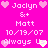 Pixelated pink background with repeated white text and heart symbols arranged in two vertical