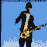Pixelated animation of a guitarist in black clothing playing an electric guitar against a blue sky with white clouds, showing sequential poses from left to right.