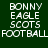 Green background with white pixelated text reading BONNY EAGLE SCOTS FOOTBALL in two identical horizontal , top and bottom