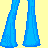 Pixel art contact sheet showing multiple frames of an animated buddy icon with a blonde character in blue and white clothing against a yellow background, displaying text elements "bebe" and "i can be your BeBe".
