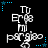 A black background displays six identical white text-based icons arranged in two , each featuring 'TJ', 'Era', 'm', and 'pargioo' with blue star and dot accents