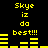 Yellow pixelated text and bar graphs on black background, two identical side-by-side layouts with animated bar graph changes.