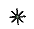 Four variations of a starburst graphic with black and green elements on gray background, showing increasing size and detail.