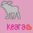 Four identical pixelated gray moose icons on pink background with 'keara' text and red heart symbol below each icon.