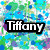 Tiffany-themed animated buddy icon with three distinct background variations featuring hearts, patterns, and a pink peace symbol.