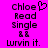 Pixelated text on bright pink background with a heart symbol next to 'Chloe' in the left view, static in right view.