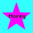 Four pink star-shaped icons with black text "Morey" on a cyan background, arranged in a