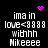 Pixelated text reads 'ima in love<3333 withhh Nikieee' with pink heart and starburst symbols on black background, animated between static and blurred text states.