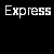 Black background with white pixelated text 'Express Express Yourself' above a grayscale pixelated face image showing partial features and neutral expression.