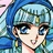 Pixelated anime-style character with blue hair and a blue cap, light skin, and blue eyes, wearing a green and blue outfit with yellow accents.