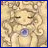 A 48x48 pixel animated buddy icon featuring a cartoon character with closed eyes and curly hair, alongside text reading "Anime IM" and "COM" on a black background.