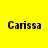 Four quadrants display the name 'Carissa' in pixelated black text against solid yellow, orange, red, and orange backgrounds.