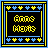 Two side-by-side pixel art frames of a buddy icon with blue and yellow borders, each containing the text "Amos" above "Koats" in blocky pixels on black backgrounds.