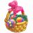 Animated Easter basket with pink bow and colorful eggs on white background, transitioning to green text reading OriginalIcons.com.