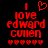 Red pixelated text on black background reads "I love edward culien" with a heart symbol above and six hearts below, two versions differ in heart count.