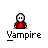 Pixel art vampire buddy icon with red shirt, white skull face, and multiple animation states including bat wings, smoke, and blood effects.