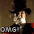 six pixelated frames showing a man in a black top hat and red coat with white beard, each displaying 'OMG!' text