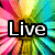 A colorful radial gradient background with text overlays reading Live, Laugh, and Love in bold white letters.
