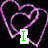 Animated sequence of heart-shaped outlines with changing text overlays: 'I', 'have', 'LOVED', and a purple 'U' symbol, all on black background.