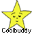 Static pixel art icon of a yellow star-shaped character with facial features and the text "Coolbuddy" below it on a gray background.