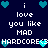 Pixelated text and cyan hearts on dark blue background with repeated phrases and symbols.