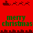 Red background with green text reading "merry christmas" and dark red pixelated reindeer and sleighs in four quadrants.