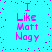 Pixelated cyan background with purple dots and pink text reading 'I Like Matt Nagy' in four identical quadrants.