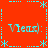 Red background with cyan pixelated text and symbols arranged in a pattern, featuring repeated 'Vieax' labels and star-like asterisks at corners