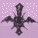 Pixelated icon with symmetrical wing-like extensions and central vertical structure on varying background colors.