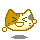 Pixelated cat face with brown, white, and gray fur showing sequential expressions from smiling to crying.