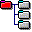 Pixelated folder icons with colored tabs and gray bodies connected by blue lines in a tree structure.