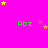 Bright pink background with scattered yellow and pink stars, green text "Abz" repeated in , and a gray rectangle in the bottom-right corner