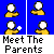 Animated sequence of a yellow cartoon figure with white head against blue background, showing small white plus signs and red dots appearing near the figure's head in different frames.