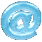 A sequence of blue @-symbol icons in various 3D rotations and orientations, rendered with a glossy, translucent effect against a gray background.