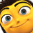 A 48x48 pixel animated buddy icon featuring a cartoon character's face on the left and a golden