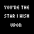 Pixelated text and star symbols on a black background with yellow and white lettering, arranged in three across the image