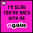 A contact sheet of 10 animated frames showing a pink background with black text "I'M GLAD YOU'RE BACK WITH ME" and white-outlined pink text "again", each frame containing a small heart icon in the top-left corner, arranged in a 4x3 grid with one empty cell.