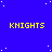 Blue background with white stars and yellow text reading 'KNIGHTS' repeated in a pattern, with one gray square visible on the right edge