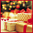 A 4-frame animated contact sheet showing Christmas gift boxes under a decorated tree with red bows and yellow wrapping paper, featuring small heart symbols that change position across frames.