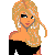 Pixelated cartoon woman with blonde hair and black off-shoulder top, followed by sequential text animation spelling 'Breath taking' with blue heart symbols.