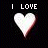A 4x4 contact sheet of animated frames showing a heart icon with changing text and color variations against a black background, including one frame with a red X over the heart.