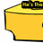 Yellow cartoon cheese wedge with black text and a small circular hole, showing sequential animation frames where the text changes from 'Hit The Cheese To my' to 'macaroni'.