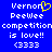 Blue background with white pixelated text reading 'Vernon Peewee competition is love!! <333' and a yellow heart symbol replacing the letter O in Vernon.
