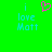Green background with cyan text reading 'i love Matt' on both sides and a pink pixelated heart above the left side.
