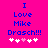 Bright pink background with blue pixelated text reading "I Love Mike Drasch!!!" and five white/pink hearts below.